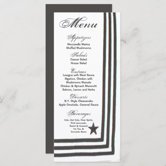 25メニューカードネイビーサマードレスホワイト制服 メニュー (正面/裏面)