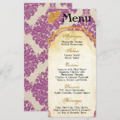 25メニューカードパープル金ゴールドダマスクレースプリントパター メニュー (正面/裏面)