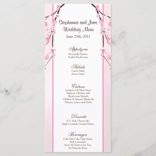 25メニューカードピンクさくらんぼブロッサム メニュー (正面)