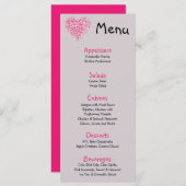 25メニューカードピンクフローラ花びら花バラハート メニュー (正面/裏面)
