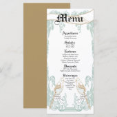 25メニューカードフォーマルヴィンテージバードカップルビクトリアン メニュー (正面/裏面)