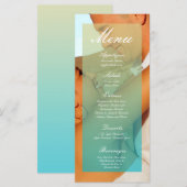 25メニューカードブルーグラデーションサンセットフェードティール（緑がかった色）タン メニュー (正面/裏面)