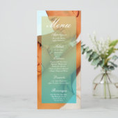 25メニューカードブルーグラデーションサンセットフェードティール（緑がかった色）タン メニュー (スタンド正面)