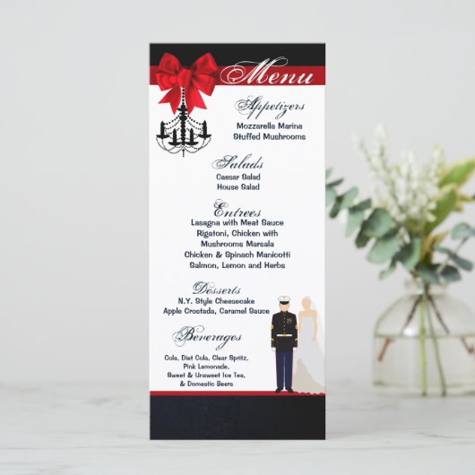 25メニューカードマリンユニフォーム新郎新婦ドレスBlu メニュー (スタンド正面)