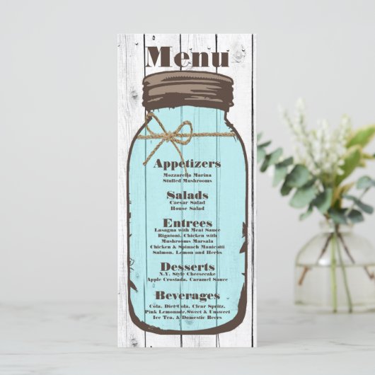 25メニューカードメイスンジャールウッドカントリー素朴 メニュー (スタンド正面)