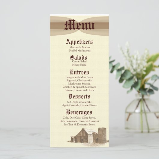 25メニューカードヴィンテージカントリーバーンファームサイロ メニュー (スタンド正面)