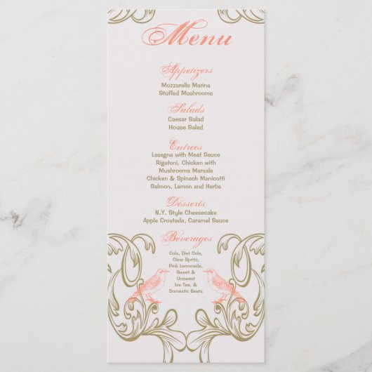 25メニューカードヴィンテージビクトリアラブバード メニュー (正面)