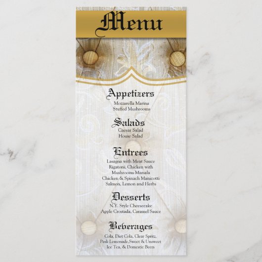 25メニューカードヴィンテージピンタックファブリックタイロレッドクーク メニュー (正面)