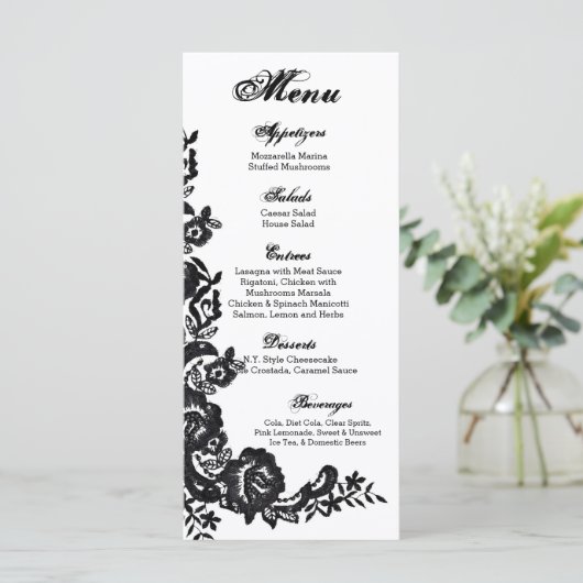 25メニューカードヴィンテージレースアップリケードリーダマスク メニュー (スタンド正面)