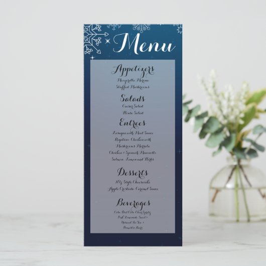 25メニューカード冬の雪片スノーアイス メニュー (スタンド正面)