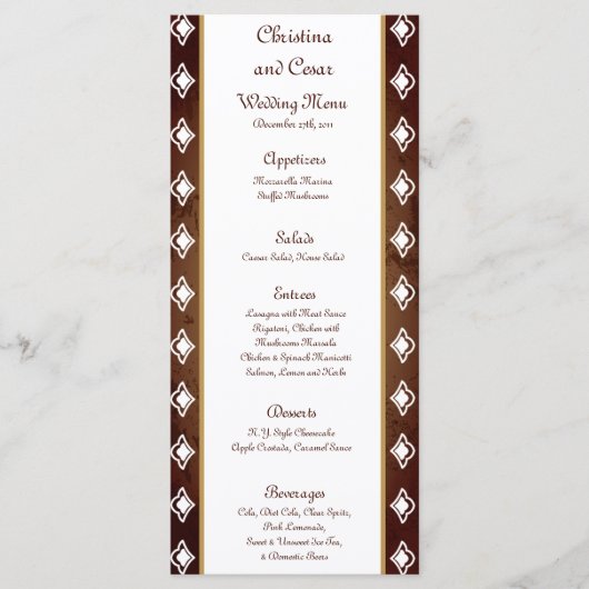 25メニューカード深いモロッコブラウン メニュー (正面)