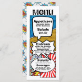 25メニューカード漫画ストリップブックポップ・アートのアートマンガ メニュー (正面/裏面)
