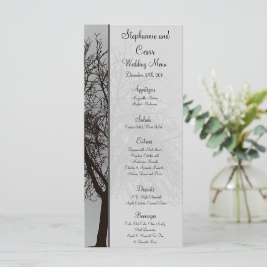 25メニューカード灰色の冬の木の雪むき出し メニュー (スタンド正面)