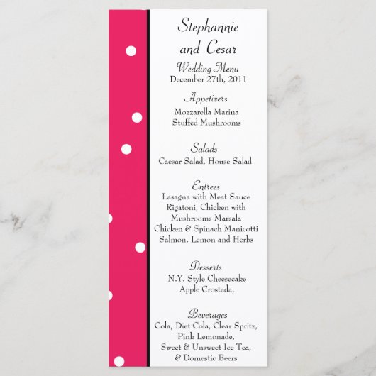 25メニューカード熱ピンク/黒キリン愛 メニュー (正面)