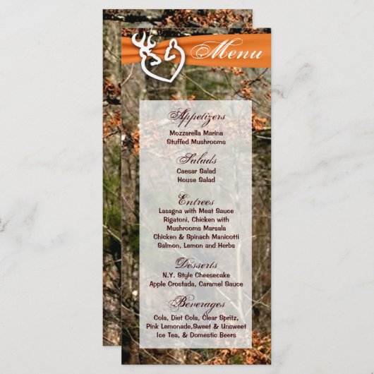 25メニューカード狩りディアカップルdoeバック迷彩柄 メニュー (正面/裏面)