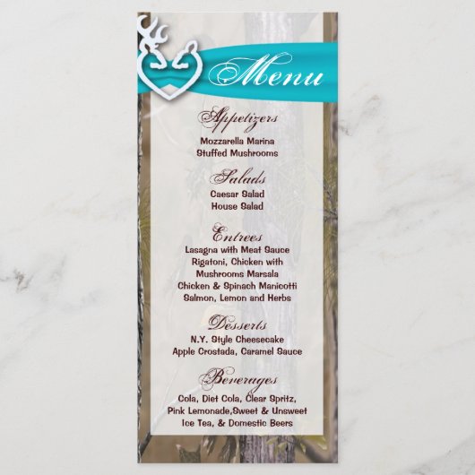 25メニューカード狩りディアドードバック迷彩柄 メニュー (正面)