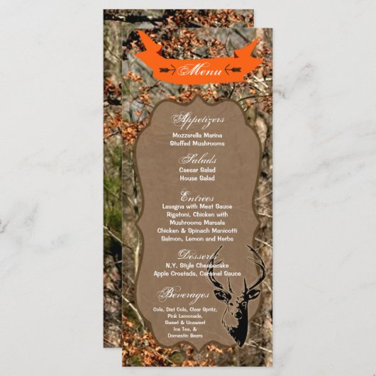 25メニューカード狩りディアバックヘッド迷彩柄 メニュー (正面/裏面)