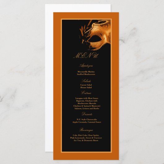 25メニューカード菓子16のオレンジ黒いパーティー メニュー (正面/裏面)