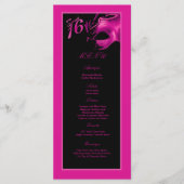 25メニューカード菓子16のショッキングピンクの黒のパーティー メニュー (正面)