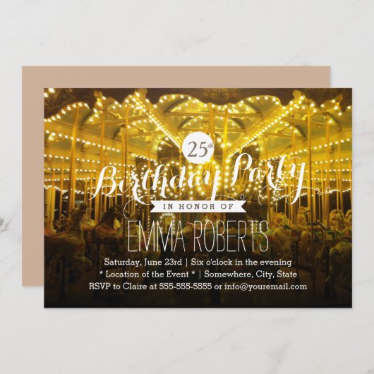 25メリー歳の誕生日パーティーに行く 招待状 (正面/裏面)