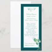 25モダンティール（緑がかった色）孔雀結婚式 プログラム (正面/裏面)