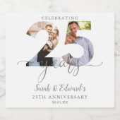 25モダン周年結婚2写真 スパークリングワインラベル (シングルラベル)