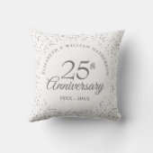 25モダン周年銀結婚紙吹雪 クッション (裏面)