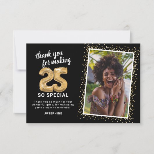 25モダン番目の誕生日写真 サンキューカード (正面)
