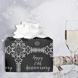 25モノグラムの周年結婚銀 ラッピングペーパー