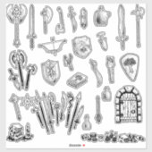 25以上の武器とダンジョンをテーマにしたステッカー シール (シート)