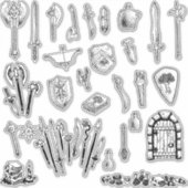 25以上の武器とダンジョンをテーマにしたステッカー シール (正面)