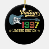 25位の誕生日贈男性へり物女性ギター愛好家 セラミックオーナメント (正面)