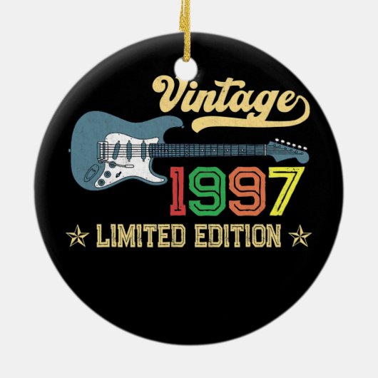 25位の誕生日贈男性へり物女性ギター愛好家 セラミックオーナメント (裏面)