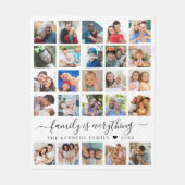 25写真モダンコラージュ引用文ファミリー名 フリースブランケット (正面)