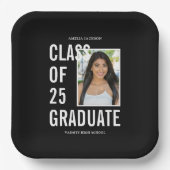 25写真卒業パーティーの白黒クラス ペーパープレート (正面)