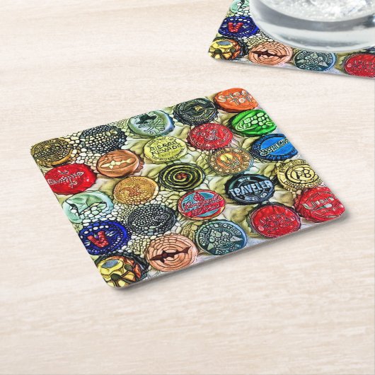 25台のボトル帽コースター スクエアペーパーコースター (アングル)