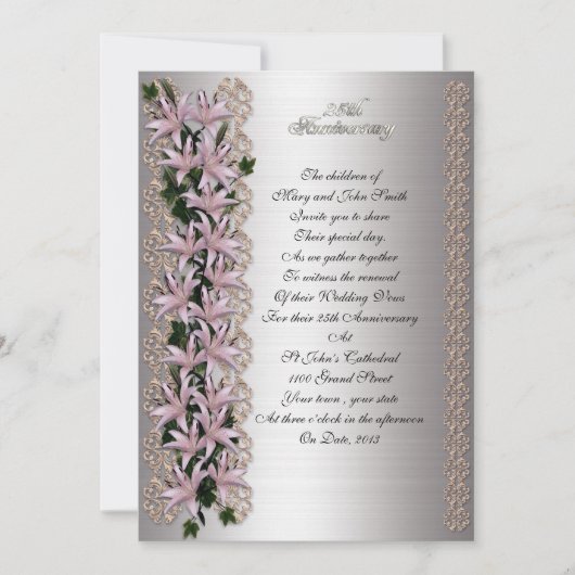 25周年の誓いアイビーとユリ 招待状 (正面)