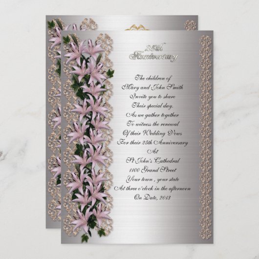 25周年の誓いアイビーとユリ 招待状 (正面/裏面)