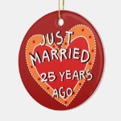 25周年または任意の年記念クリスマスギフト セラミックオーナメント (左)