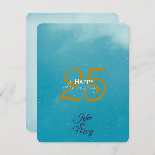 25周年または誕生日の文房具 招待状 (正面/裏面)