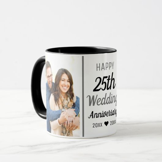 25周年を記念して自分の写真を結婚作成 マグカップ (正面左)