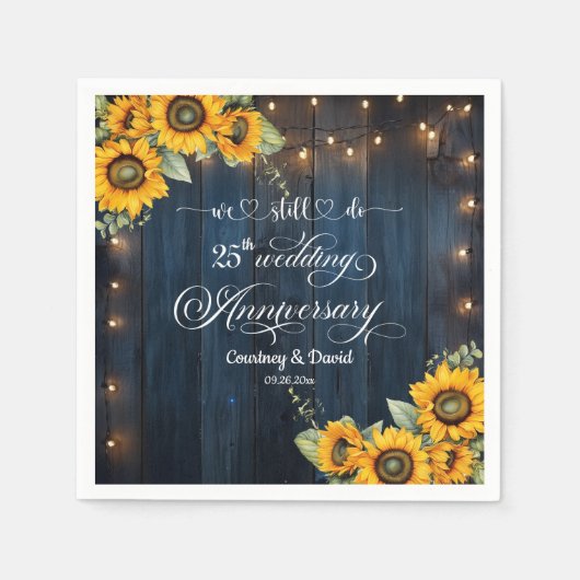 25周年を迎えるストリングラ結婚イトを今でも行っている スタンダードカクテルナプキン (正面)