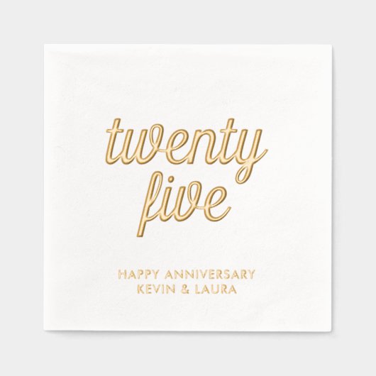 25周年エレガント金結婚箔ナプキンス 箔ナプキン (正面)