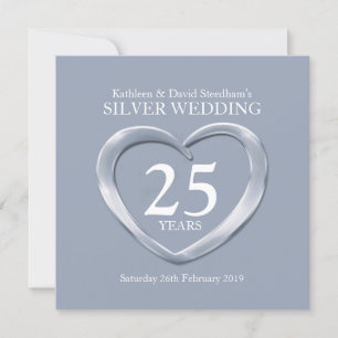 25周年シルバーの結婚記念日の招待状 招待状
