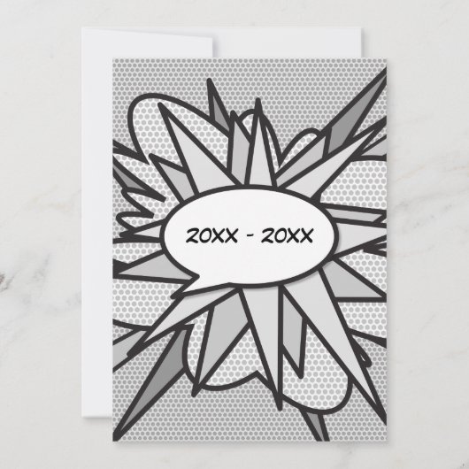 25周年シルバーの結婚記念日楽しいコミックブック 招待状 (裏面)