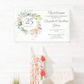 25周年シルバーアニバーサリー ローズ フラワーのウェルカムサイン 横断幕 (インサイチュ)