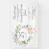 25周年シルバーアニバーサリー ローズ フラワーのウェルカムサイン 横断幕 (縦)