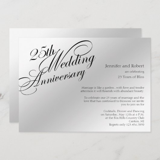 25周年シルバーウェディングアニバーサリー招待状 招待状 (正面/裏面)