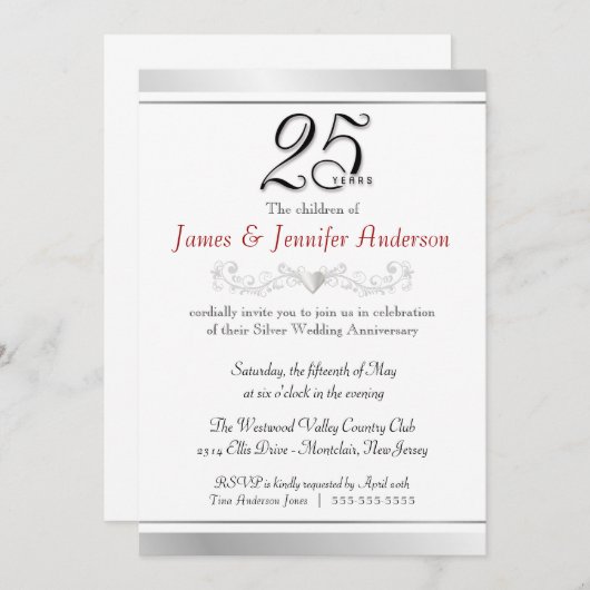 25周年シルバーウェディングアニバーサリー招待状 招待状 (正面/裏面)
