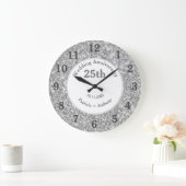 25周年シルバーウェディングアニバーサリー グリッター グラム ラージ壁時計 (ホーム)